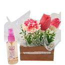 Arranjo flores Cera Dalia, Botão Rosa E hair Spray