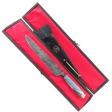 Faca Damasco Cabo de Fossil de Baleia