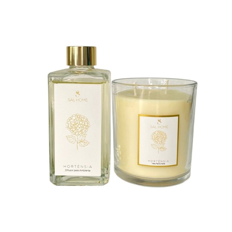 Kit Presente Floral Vela Perfumada e Difusor varetas