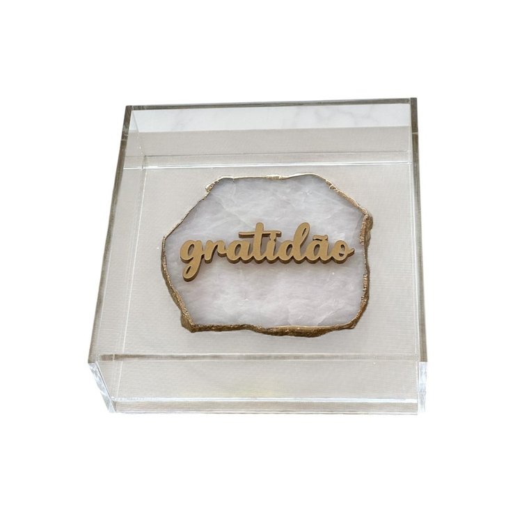 Quadro em Acrílico com Chapa de Quartzo Gratidão