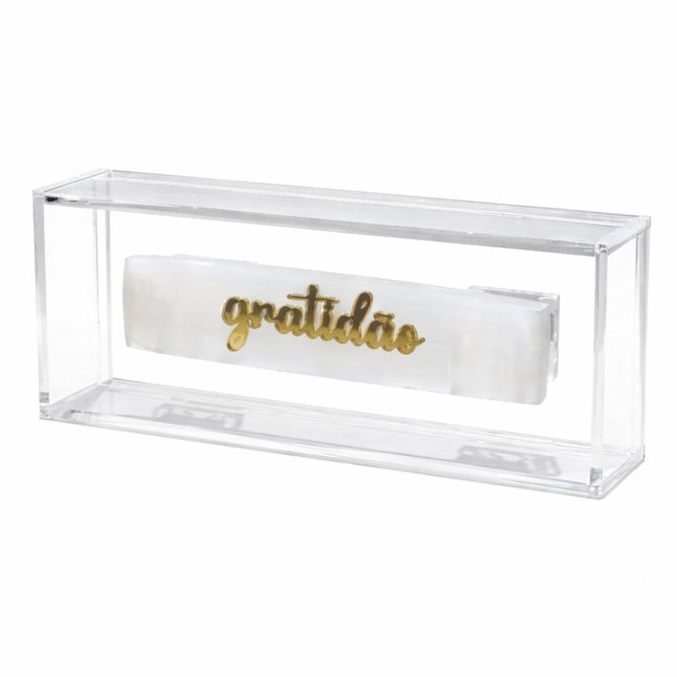 Quadro em Acrílico com Chapa de Selenita Gratidão