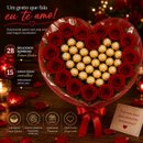 Buquê Coração 28 Ferreros Rocher 15 Rosas Vermelhas