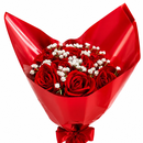 Buquê 12 Rosas Vermelhas Gipsofilas Artificiais