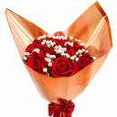 Buquê 12 Rosas Vermelhas Gipsofilas Artificiais