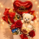 Kit Parabéns Ferrero Rocher Urso Doces Rosas