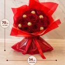 Buquê 12 Rosas Vermelhas Artificiais 6 Ferreros Rocher