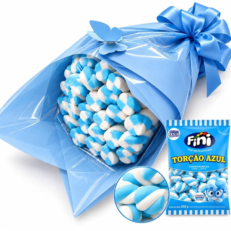 Buquê Marshmallow Torção Azul Dia das Crianças