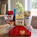 Cesta Mozao Especial Com Lindt Vinho Orquidea e Kinder