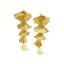 Brinco Cascata Folhas Banho Ouro 18k