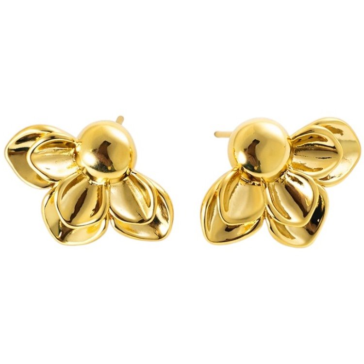 Brinco Flor Invertida Banhado a Ouro 18K