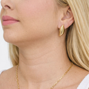 Brinco Gota Listrado Banho Ouro 18K