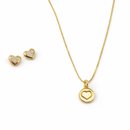 Conjunto Coração Colar e Brinco Banhado a Ouro 18K