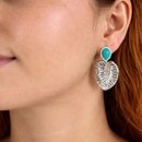 Conjunto Turquesa Ródio Branco Colar Brinco e Pulseira