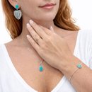 Conjunto Turquesa Ródio Branco Colar Brinco e Pulseira