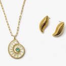 Conjunto Colar e Brinco Caracol Banho em Ouro 18k