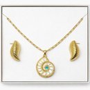 Conjunto Colar e Brinco Caracol Banho em Ouro 18k