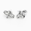 Brinco Flor Invertida Banhado a Ródio Branco