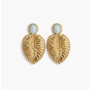 Brinco Folha Resina Off White Banhado Ouro 18k