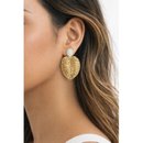 Brinco Folha Resina Off White Banhado Ouro 18k