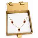 Conjunto Colar e Brinco Coração Banho Ouro 18k