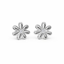 Brinco Flor Ponto de Luz Banhado a Ródio Branco