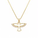 Colar Espírito Santo Cravejado Banhado a Ouro 18K