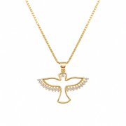 Colar Espírito Santo Cravejado Banhado a Ouro 18K