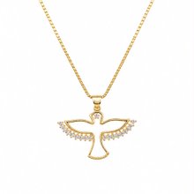 Colar Espírito Santo Cravejado Banhado a Ouro 18K
