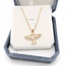 Colar Espírito Santo Cravejado Banhado a Ouro 18K