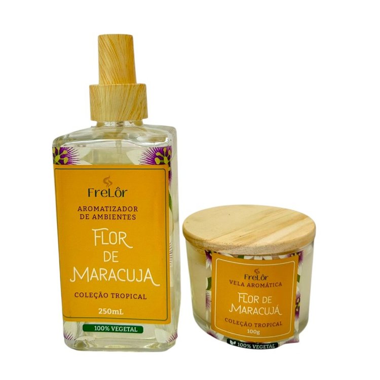 Kit Home Spray e Vela Aromática Flor de Maracujá