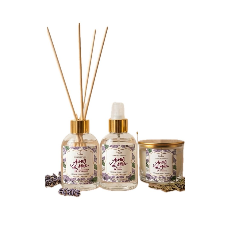 Kit Home Spray, Difusor, Vela Verbena, Cedro e Musgo