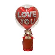 Arranjo com Balão Bubble Love You e Ursinho de Pelúcia
