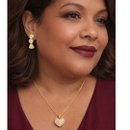  Conjunto Coração Pavê Ouro 18K Semijoia Premium