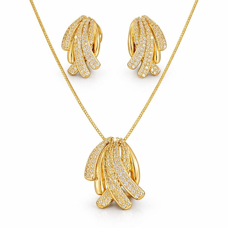 Conjunto Dourado Luxo com Zircônias Premium