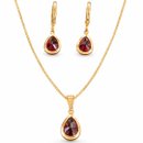 Conjunto Gota Vermelha Dourado Feminino Luxo