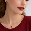 Conjunto Dourado com Pedra Vermelha Oval Luxo