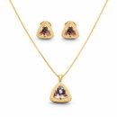 Conjunto Dourado Triângulo Lilas Luxo