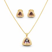 Conjunto Dourado Triângulo Lilas Luxo