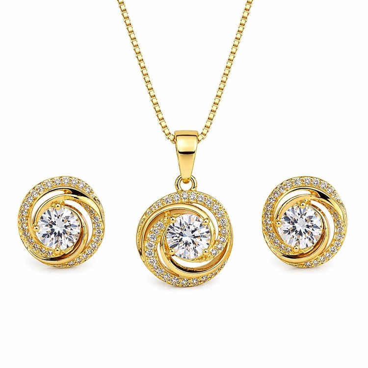 Conjunto Luxo com Zircônias Banhado a Ouro 18k Elegant