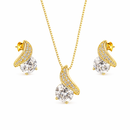 Conjunto Luxo com Zircônias Banhado a Ouro Elegante