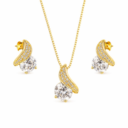 Conjunto Luxo com Zircônias Banhado a Ouro Elegante