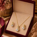 Conjunto Luxo com Zircônias Banhado a Ouro Elegante