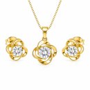 Conjunto Floral Luxo com Zircônia Central Ouro 18k Ele