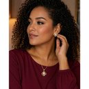 Conjunto Floral Luxo com Zircônia Central Ouro 18k Ele