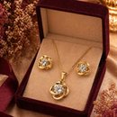 Conjunto Floral Luxo com Zircônia Central Ouro 18k Ele