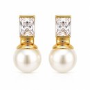 Brinco Pérola Clássico com Zircônia Banhado Ouro 18K