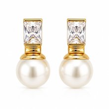 Brinco Pérola Clássico com Zircônia Banhado Ouro 18K