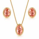 Conjunto Premium Oval Zircônias Rose Banhado a ouro 