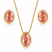 Conjunto Premium Oval Zircônias Rose Banhado a ouro 