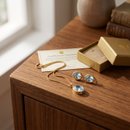 Conjunto Premium Oval Zircônias Azul Banhado a ouro 
